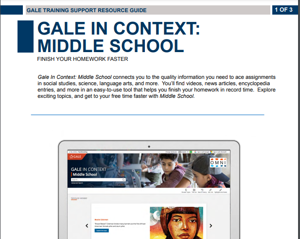 Gale in Context: Middle School Written Guide