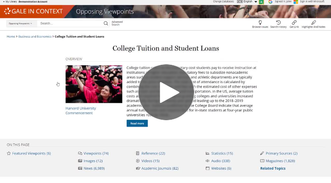 Gale in Context: Opposing Viewpoints Topic Pages