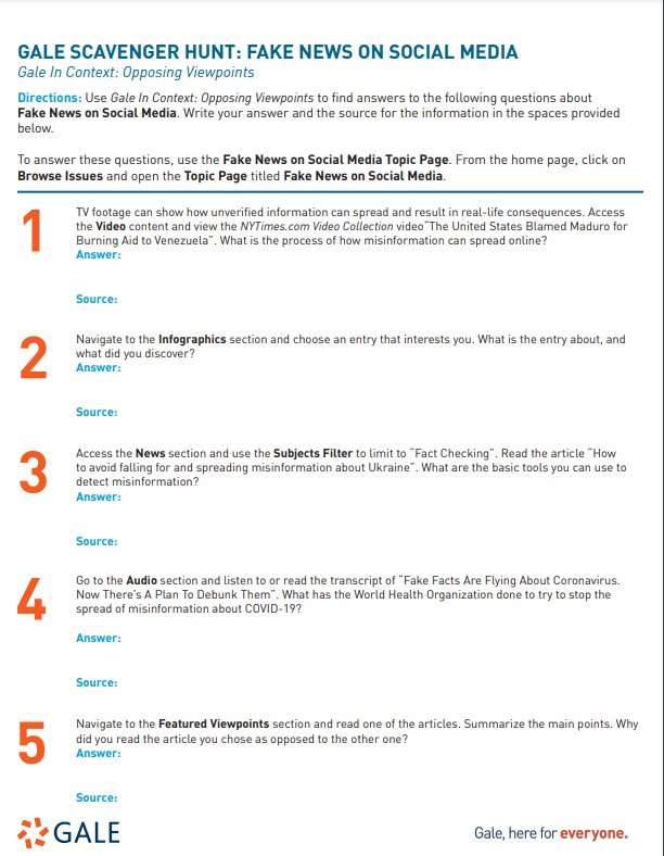 Gale in Context: Opposing Viewpoints Classroom Activities & Lesson Plans