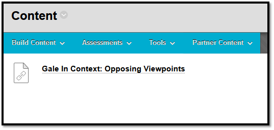 Gale In Context: Opposing Viewpoints inside of Blackboard course content