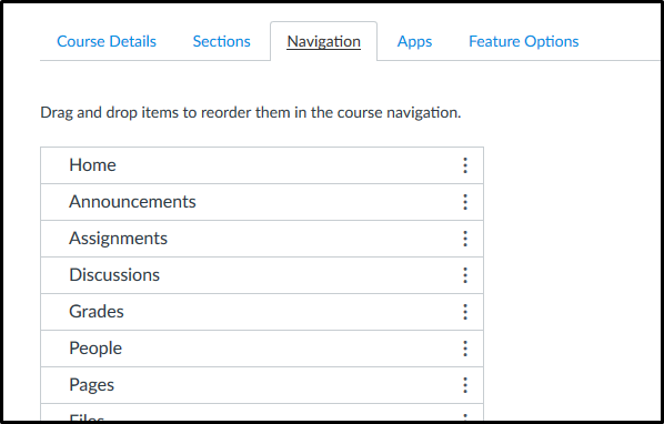 Canvas course navigation app set up. drag Gale app from the inactive section at the bottom to the top so it appears