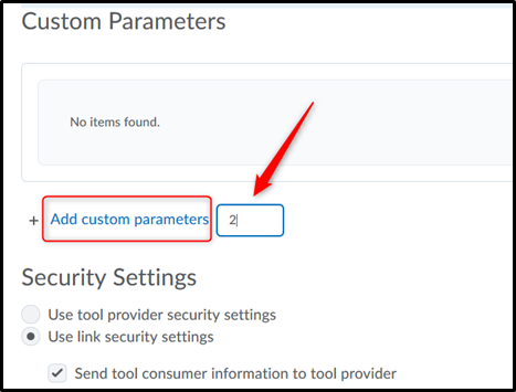 Add customer parameters button with number 2 in the row box next to it.